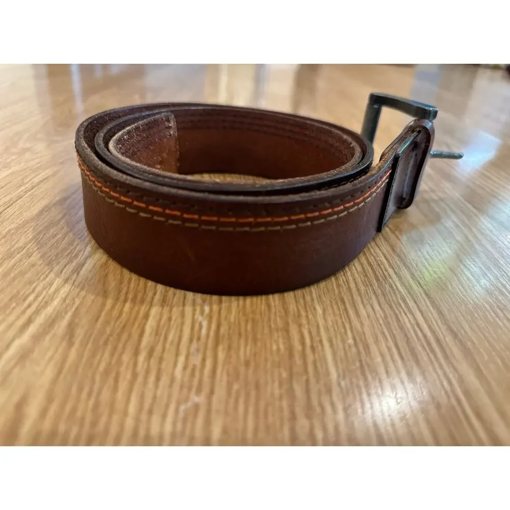 Fossil Men's Leather Belt with Multi Tone Stitching, Size 36.